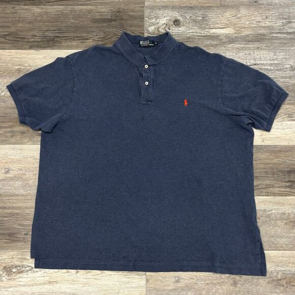 Vintage 90s Y2K Polo Ralph‎ Lauren Blue Red  Pony Mens 4XB Short Sleeve Polo - Picture 2 of 11